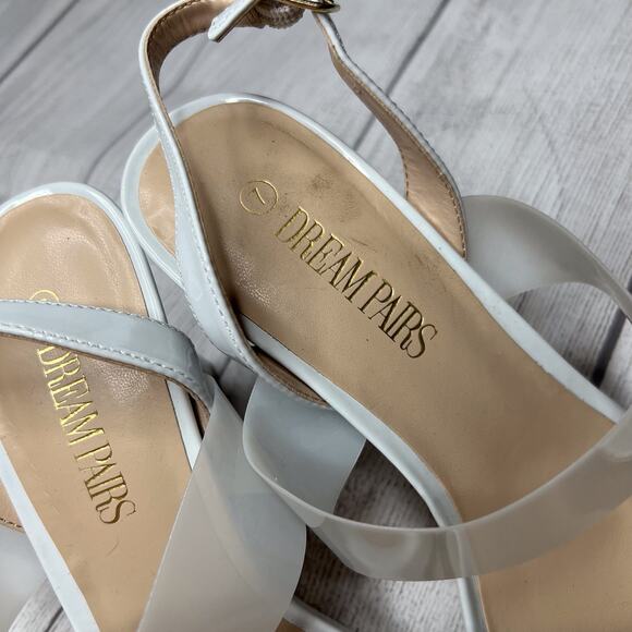 Dream Paris Heels White Slingback Open Toe Strappy Dress Sandals Shoes Size 7 - Picture 5 of 9